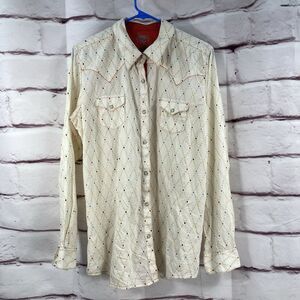 Wrangler 20X Twenty Western Shirt Mens XL Embroidered Cowboy Rodeo Rancher Beige